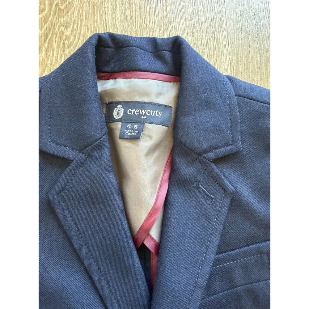 Crewcuts Navy Blue Boys Blazer with gold buttons Size 4-5 Wool Blend